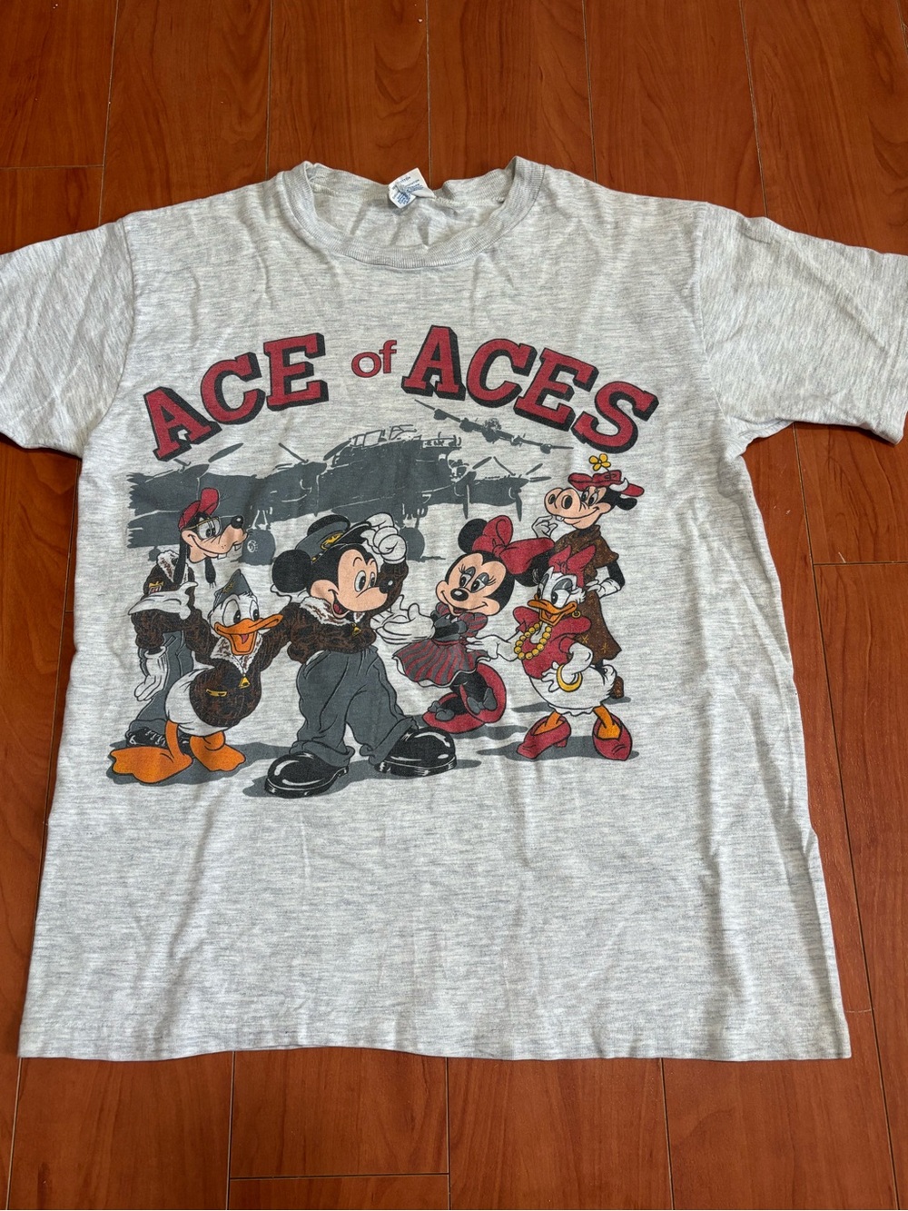 Vintage 80’s Disney Ace of Aces T Shirt Mickey Mouse Flight Bomber - Size Medium